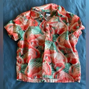 Old Navy baby boy flamingo button down, 12-18mo